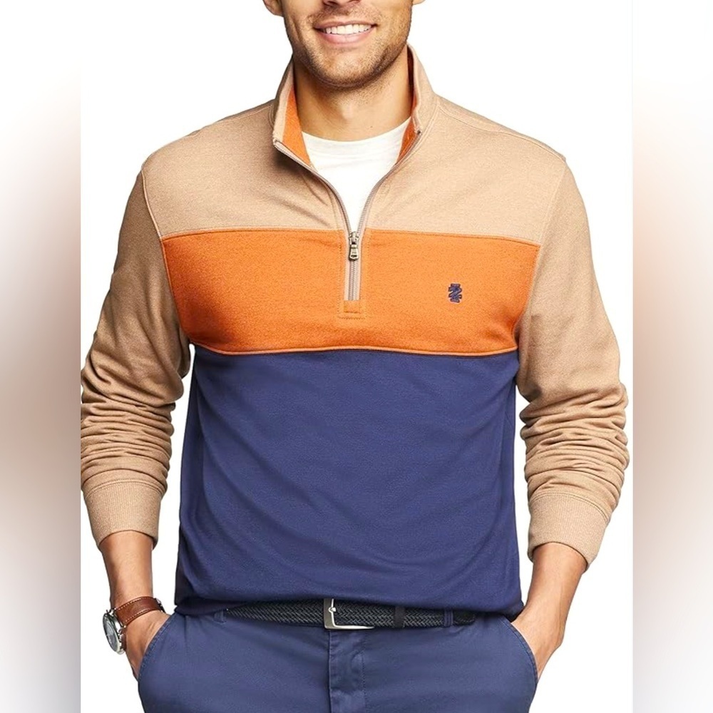 IZOD Men's Slim Fit Advantage Performance Quarter Zip Fleece Pullover Sweatshirt - Picture 9 of 9